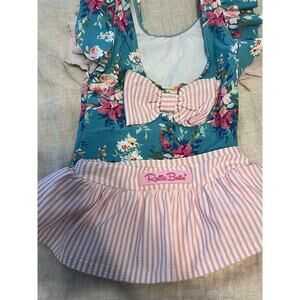 Ruffle Butts One Pieces Baby Girls Swimsuit SIZE 12-18 Blue Turquoise Floral